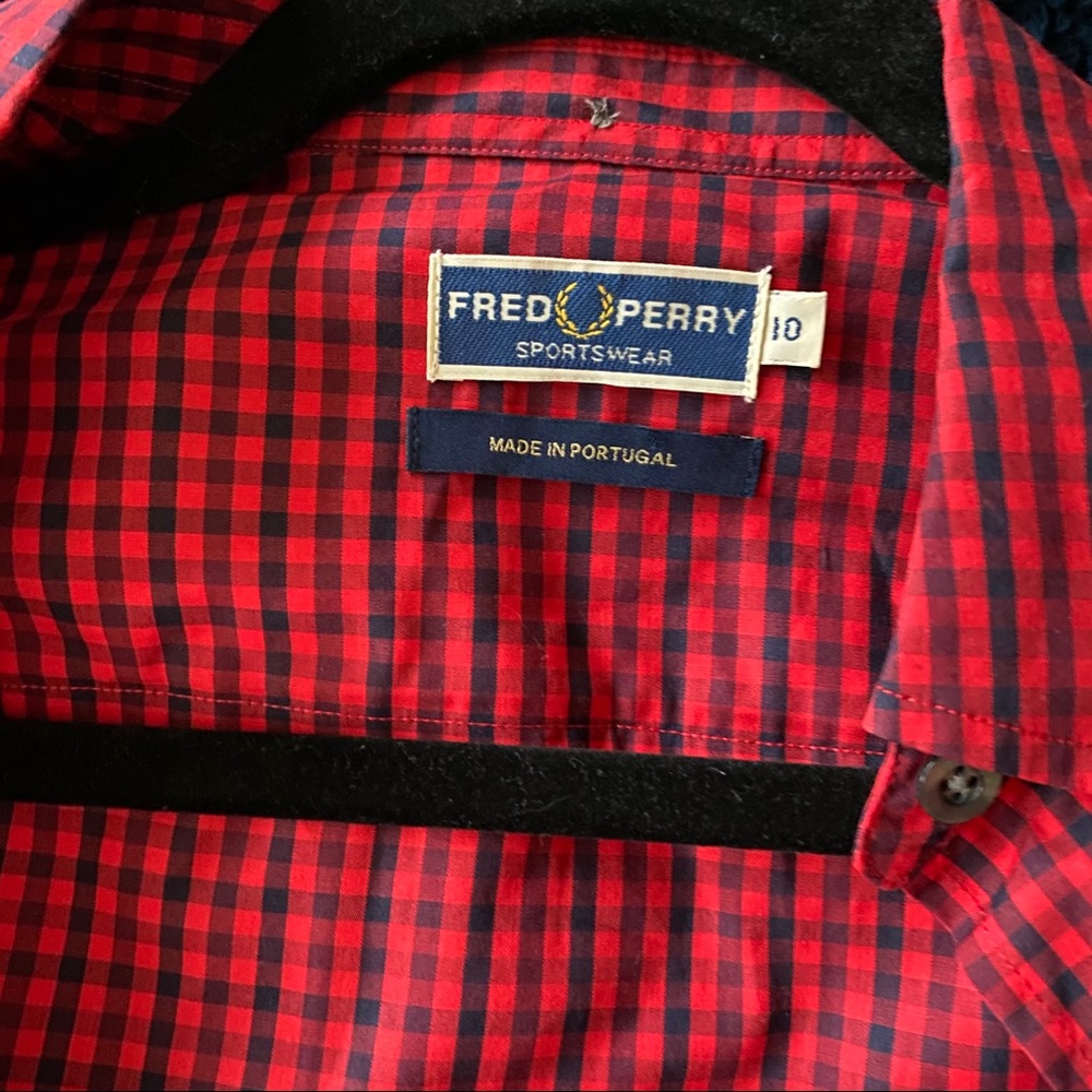 Fred Perry Red and Black Gingham Mini Dress - Picture 3 of 12